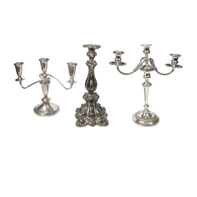 Lot 299 - Group of Four Pair of Silver Plated Candelabra;...