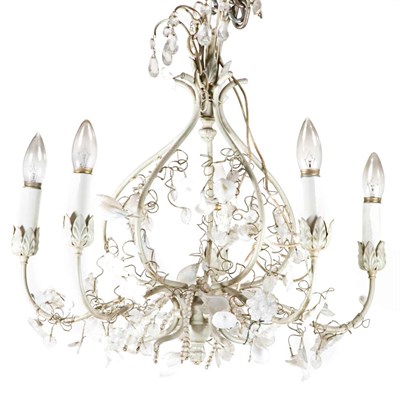 Lot 367 - Rococo Style Glass and Painted Metal...