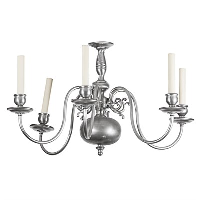 Lot 371 - Dutch Style Silvered-Metal Six-Light...