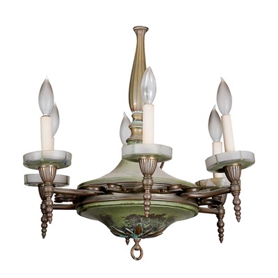 Lot 373 - French Deco Style Painted Six-Light Chandelier...