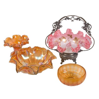 Lot 382 - Group of Four Iridescent Glass Table Articles...