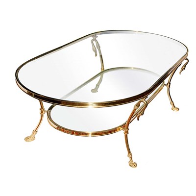 Lot 389 - Gilt-Metal and Glass Two-Tier Low Table Height...