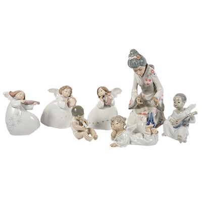 Lot 415 - Group of Seven Porcelain Figures Height of...