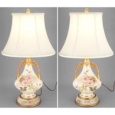 Lot 130 - Pair of English Gilt and Floral Decorated...