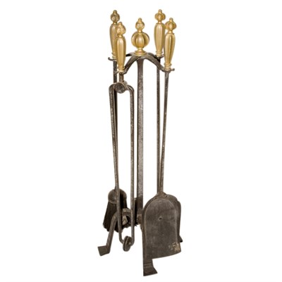 Lot 317 - Set of Brass and Iron Fireplace Equipment...