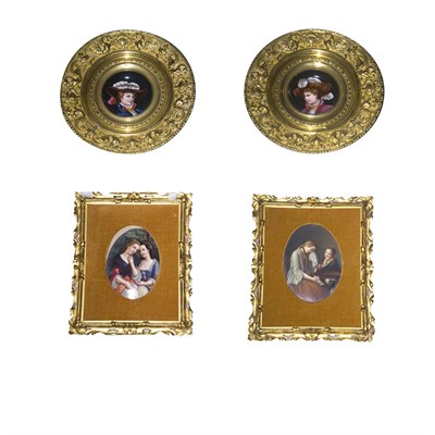Lot 334 - Pair of Porcelain Plaques of Ladies; Together...