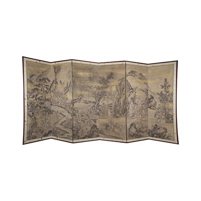 Lot 481 - Japanese Kano School Six-Panel Screen Late Edo...