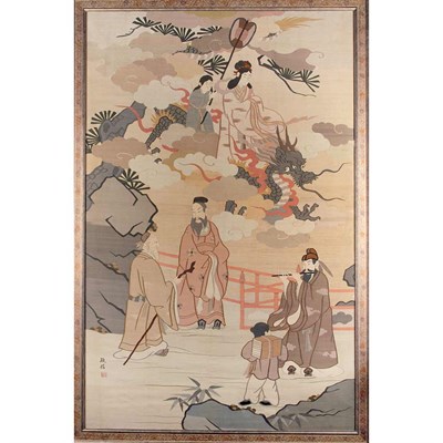 Lot 650 - Japanese Kosu Panel 19th Century Depicting...