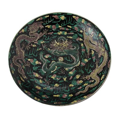 Lot 133 - Chinese Famille Noire Glazed Porcelain Charger...