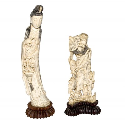 Lot 388 - Two Asian Ivory Figural Sculptures 19th...