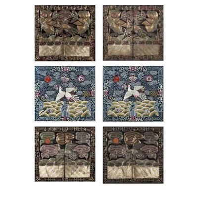 Lot 386 - Three Pairs of Chinese Rank Badges 19th...
