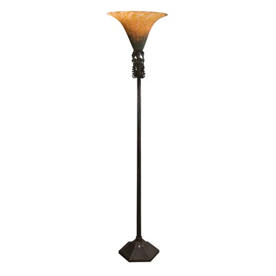 Lot 452 - French Art Deco Iron and Daum Nancy Glass...