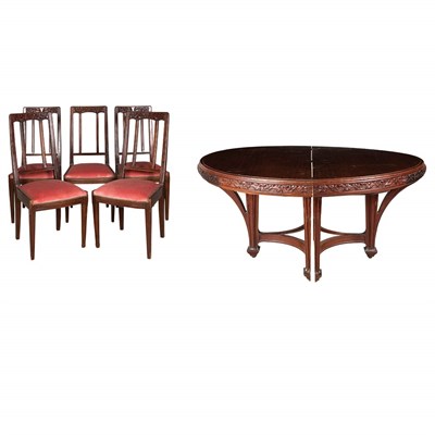 Lot 470 - French Art Nouveau Carved Mahogany Extension...