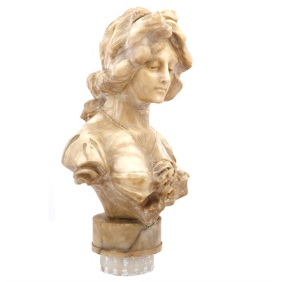 Lot 415 - Italian Art Nouveau Alabaster Bust of a Maiden...