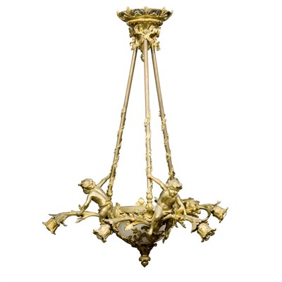 Lot 356 - Louis XVI Style Gilt-Metal Figural Chandelier...