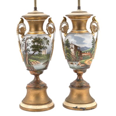 Lot 322A - Pair of Paris Porcelain Vases Each mounted as...