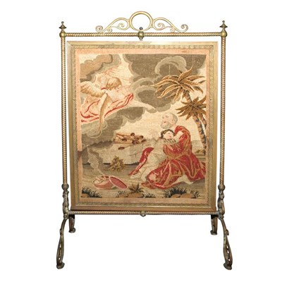 Lot 545A - Victorian Brass and Needlepoint Fire Screen...