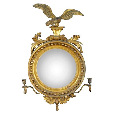 Lot 142 - Classical Gilt-Wood Convex Mirror Second...