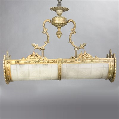 Lot 358 - Louis XVI Style Brass and Glass Lighting...