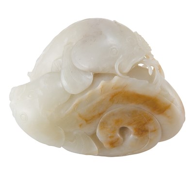 Lot 259 - Chinese Celadon Jade Carving of Carp 18th...
