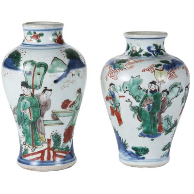Lot 424 - Two Similar Chinese Wucai Vases 18th Century...