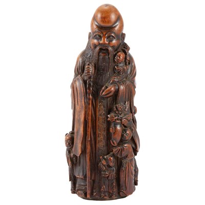 Lot 336 - Chinese Bamboo Carving of Shoulao 19th Century...