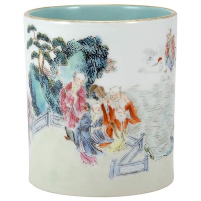 Lot 172 - Chinese Famille Rose Glazed Porcelain Brushpot...