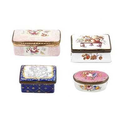 Lot 277 - Group of Four Continental Enamel Patch Boxes...
