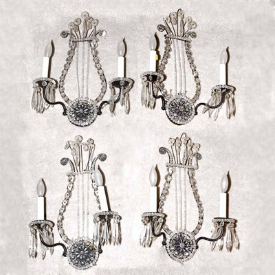 Lot 368 - Set of Four Victorian Painted Metal and Glass...