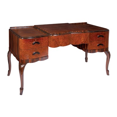 Lot 1383 - Art Deco Zebrawood and Burl-Walnut Dressing...