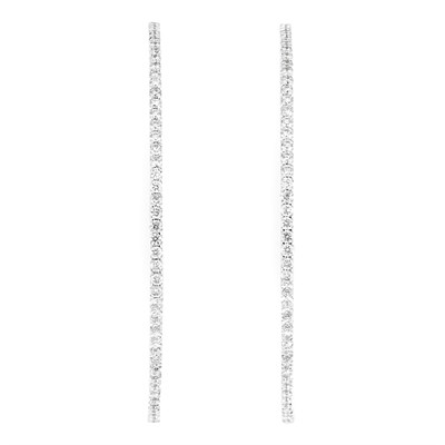 Lot 167 - Pair of White Gold and Diamond Hoop Earrings