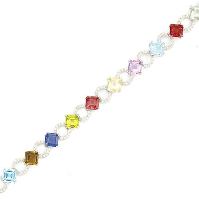 Lot 115 - White Gold, Gem-Set and Diamond Bracelet