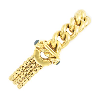 Lot 253 - Gold and Cabochon Sapphire Bracelet