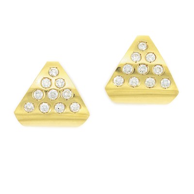 Lot 293 - Pair of Gold and Diamond Hoop Earclips