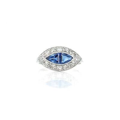 Lot 695 - Platinum, Sapphire and Diamond Ring