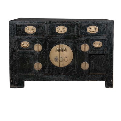 Lot 371 - Chinese Black Lacquered Cabinet 19th Century...