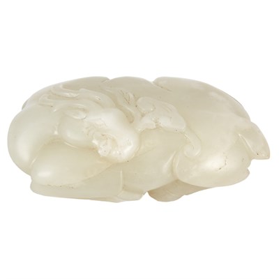 Lot 247 - Chinese Celadon Jade Deer 19th Century Carved...