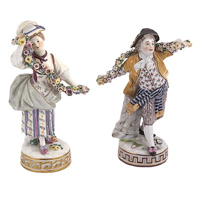 Lot 591 - Pair of Meissen Porcelain Figures of a...