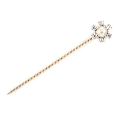 Lot 161 - Antique Gold, Pearl and Diamond Stickpin