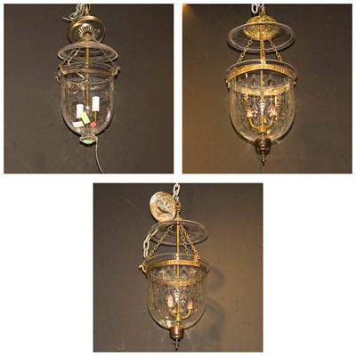 Lot 1411 - Pair of George III Style Glass Hall Lights;...