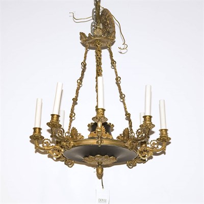 Lot 1412 - Empire Style Gilt-Metal Eight-Light Chandelier...
