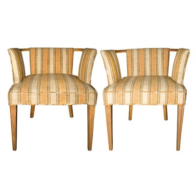 Lot 531 - Pair of Art Deco Upholstered Fruitwood Tub Chairs