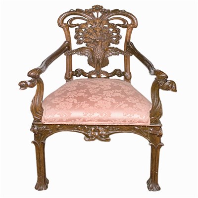 Lot 1322 - Continental Art Nouveau Mahogany Armchair The...