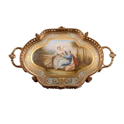 Lot 1262 - Louis XVI Style Gilt-Metal and Porcelain Tray...
