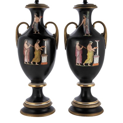 Lot 538 - Pair of Samuel Alcock & Co. Porcelain Lamps...