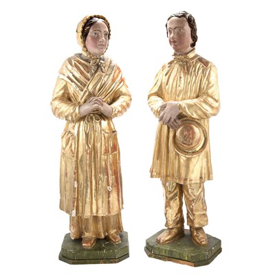 Lot 137 - Pair of Continental Neoclassical polychrome...