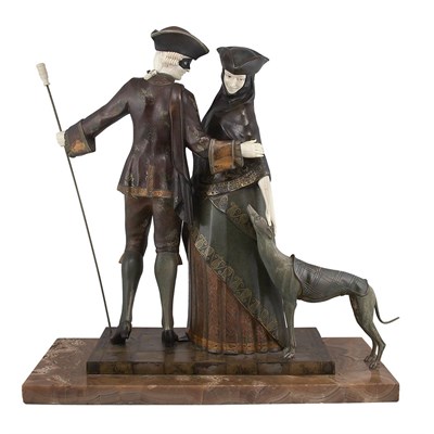 Lot 1292 - Art Deco Brown, Verdigris and Silvered Bronze...