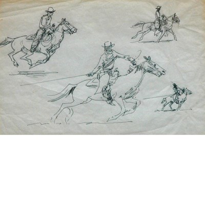 Lot 46 - Attributed to Edward Borein Studies of Cowboys...