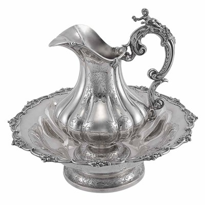 Lot 1197 - M. Fray Silver Pitcher and Footed Basin The...