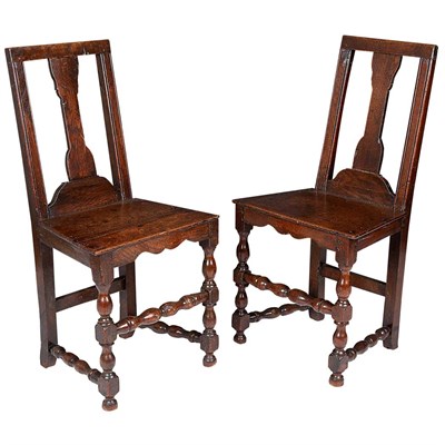 Lot 184 - Pair of Provincial George I Oak Side Chairs...
